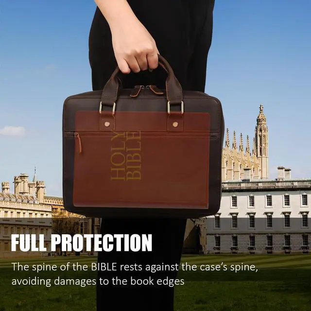 Alt view image 2 of 7 - Benedictus Full Grain Leather Bible Cover, Church Book Bag with Detachable Highlighter Panel, 12-Color Highlighter Set, Gel Pen & Bible Index Tabs Included
