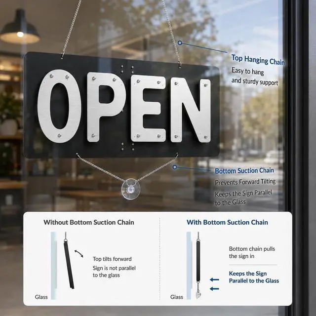 Alt view image 6 of 7 - LED Open Sign for Business, Open Sign for Bar Window Decor, 32" x 14.5" Dimmable Red Blue White Halo Backlight Storefront Signs with Remote Control (USA Flag Design)