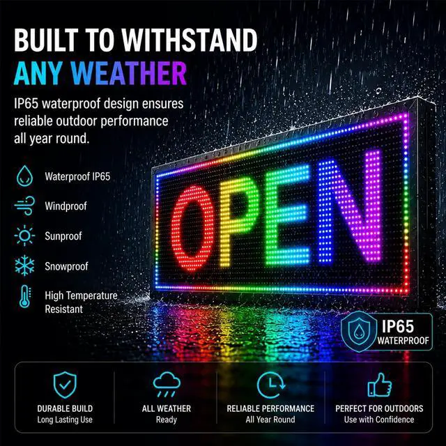 Alt view image 5 of 7 - 39"X14" Led Sign,Programmable Scrolling Outdoor Digital Business Custom Display Waterproof Ip65