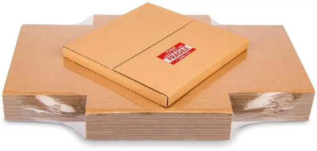 Main image of LP Mailers, 12.8x12.8x1-inch Vinyl Record Shipping Boxes, 50 Pack | 3mm Thick Corrugated Cardboard Box with Fragile Stickers, Easy-Fold, Multi-Depth, Kraft