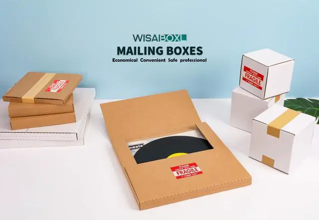 Alt view image 5 of 7 - LP Mailers, 12.8x12.8x1-inch Vinyl Record Shipping Boxes, 50 Pack | 3mm Thick Corrugated Cardboard Box with Fragile Stickers, Easy-Fold, Multi-Depth, Kraft