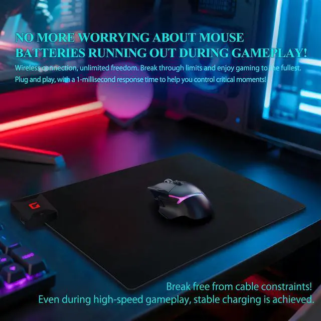 Alt view image 2 of 6 - Wireless Charging Mouse Pad for Logitech G Pro X SuperlightLightspeed | Plug & PlayAnti-Slip BaseContinuous Power for Gaming Not for G903
