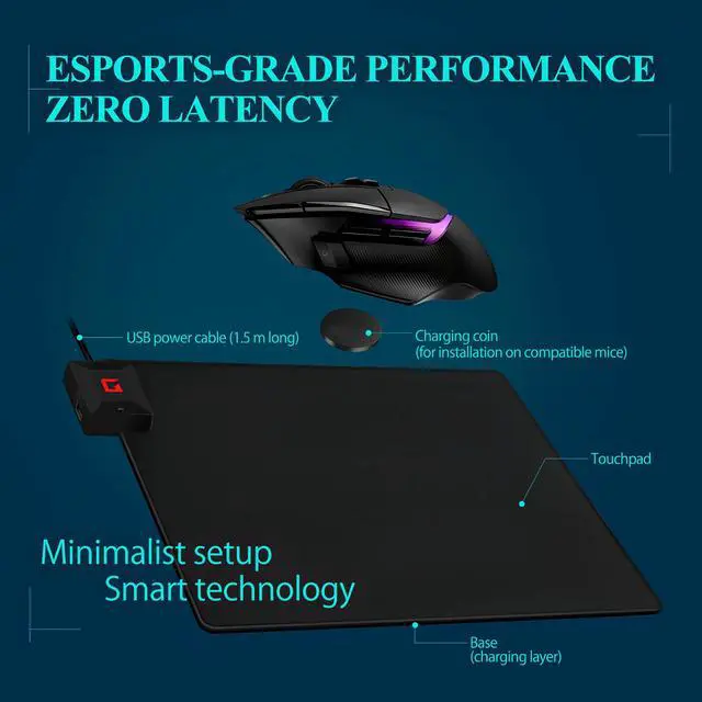 Alt view image 4 of 6 - Wireless Charging Mouse Pad for Logitech G Pro X SuperlightLightspeed | Plug & PlayAnti-Slip BaseContinuous Power for Gaming Not for G903