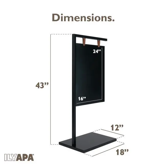 Alt view image 2 of 6 - Metal A Frame Sign, Chalkboard Sidewalk Sign - 18x43 In Outdoor | Double Sided Magnetic Chalkboard, Swinging Sandwich Board Signs, Includes Chalk & Eraser - For Businesses - Black