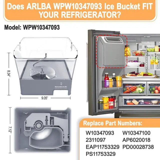 Alt view image 2 of 7 - Upgraded Refrigerator Ice Bucket W11129522 Compatible with Whirlpool Ice Maker Replacement Parts W10564750 KitchenAid Removable Ice Bin 4545220 EAP12114487 PD00041826 PS12114487 Freezer Ice Container