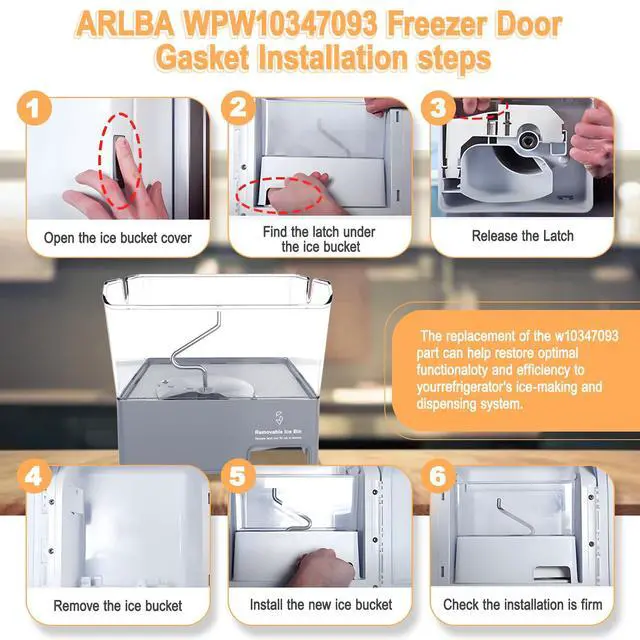 Alt view image 5 of 7 - Upgraded Refrigerator Ice Bucket W11129522 Compatible with Whirlpool Ice Maker Replacement Parts W10564750 KitchenAid Removable Ice Bin 4545220 EAP12114487 PD00041826 PS12114487 Freezer Ice Container