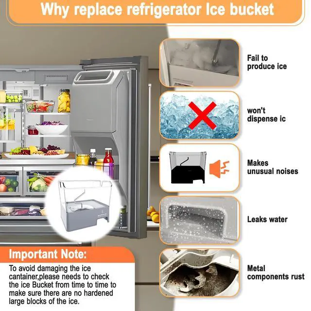 Alt view image 7 of 7 - Upgraded Refrigerator Ice Bucket W11129522 Compatible with Whirlpool Ice Maker Replacement Parts W10564750 KitchenAid Removable Ice Bin 4545220 EAP12114487 PD00041826 PS12114487 Freezer Ice Container