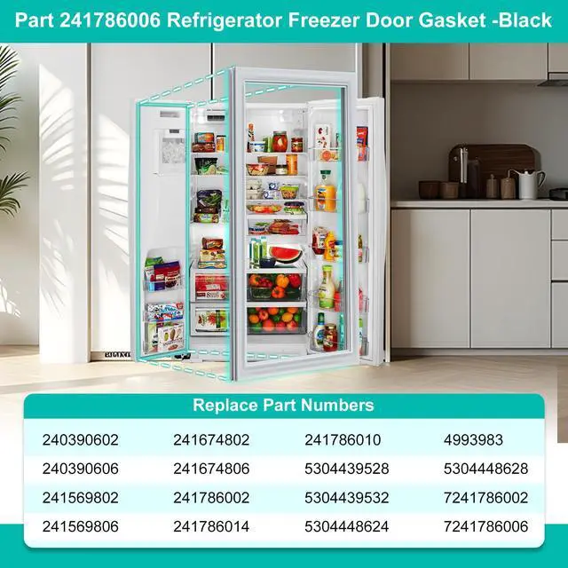 Alt view image 3 of 7 - Upgraded 241786006 Refrigerator Door Gasket Replacement for Frigidaire Freezer Door Gasket 63"x14.5" Freezer Door Seal for Electrolux & Kenmore Crosley Freezer Gasket Replaces 241674806 7241786006