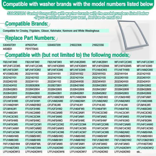 Alt view image 4 of 7 - Upgraded W10571967 Refrigerator Freezer Door Gasket Compatible with Whirlpool Kenmore Kitchen-Aid Freezer Door Seal Replaces KBFS25EVMS00 WRF535SMBM00 W10443320 W10164042 W10199892