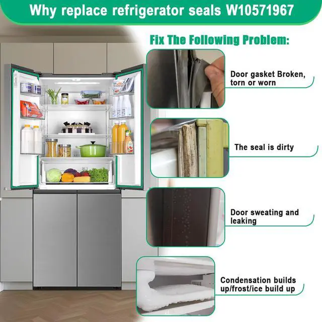 Alt view image 7 of 7 - Upgraded W10571967 Refrigerator Freezer Door Gasket Compatible with Whirlpool Kenmore Kitchen-Aid Freezer Door Seal Replaces KBFS25EVMS00 WRF535SMBM00 W10443320 W10164042 W10199892
