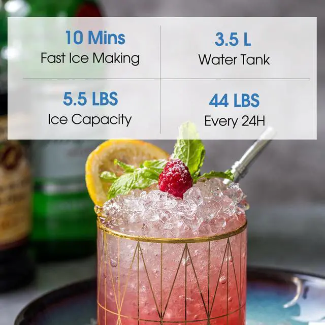 Alt view image 3 of 7 - Countertop Nugget Ice Maker with Side Water Tank, Self-Cleaning Ice Machine with Ice Scoop, 45 lbs/Day Chewable Ice, Ready in 10 Mins, for Home/Party/RV (Black)