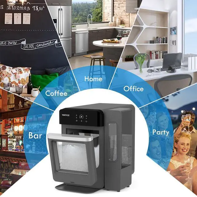 Alt view image 7 of 7 - Countertop Nugget Ice Maker with Side Water Tank, Self-Cleaning Ice Machine with Ice Scoop, 45 lbs/Day Chewable Ice, Ready in 10 Mins, for Home/Party/RV (Black)