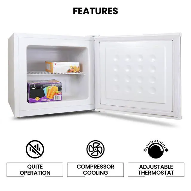 Alt view image 5 of 7 - 1.2 Cubic Feet Capacity White Upright freezer - 1 wired shelf, Garage Ready, Meat Storage, Manual Defrost, Space Saving, Congelador For Home, Apartment, Basement, Dorm, Room