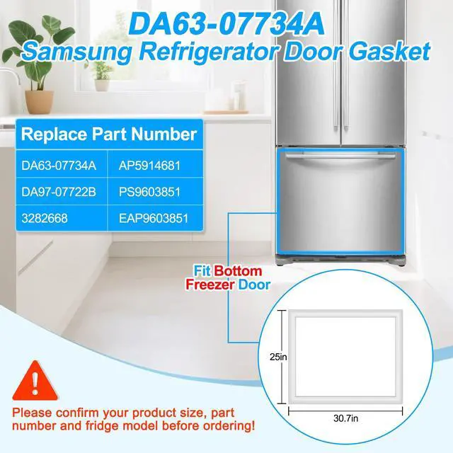 Alt view image 2 of 7 - UPGRADED DA63-07734A Freezer Door Gasket Compatible with Samsung Refrigerator Door Gasket AP5914681 DA97-07722B RF217ACWP Samsung Freezer Door Gasket Refrigerator Door Seal RF197ACRS RF217ABPN Gasket