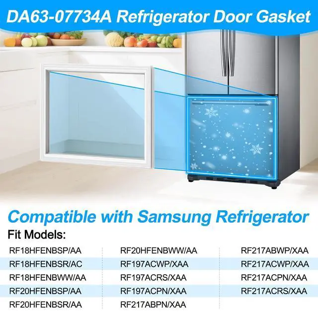 Alt view image 4 of 7 - UPGRADED DA63-07734A Freezer Door Gasket Compatible with Samsung Refrigerator Door Gasket AP5914681 DA97-07722B RF217ACWP Samsung Freezer Door Gasket Refrigerator Door Seal RF197ACRS RF217ABPN Gasket