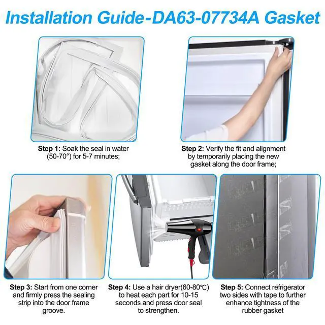 Alt view image 5 of 7 - UPGRADED DA63-07734A Freezer Door Gasket Compatible with Samsung Refrigerator Door Gasket AP5914681 DA97-07722B RF217ACWP Samsung Freezer Door Gasket Refrigerator Door Seal RF197ACRS RF217ABPN Gasket
