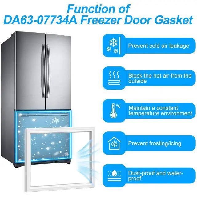 Alt view image 7 of 7 - UPGRADED DA63-07734A Freezer Door Gasket Compatible with Samsung Refrigerator Door Gasket AP5914681 DA97-07722B RF217ACWP Samsung Freezer Door Gasket Refrigerator Door Seal RF197ACRS RF217ABPN Gasket