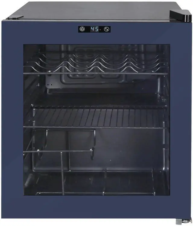 Main image of Beverage Cooler Refrigerator 15 Wine Bottle/60 Can Capacity, Glass Door, 17-Inch Wide Freestanding, Adjustable Thermostat Control, 1.6-Cu.Ft, Slate Blue