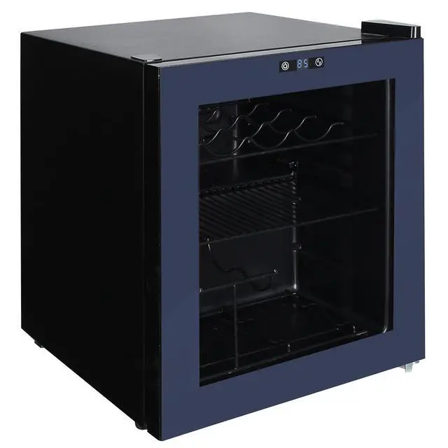 Alt view image 2 of 4 - Beverage Cooler Refrigerator 15 Wine Bottle/60 Can Capacity, Glass Door, 17-Inch Wide Freestanding, Adjustable Thermostat Control, 1.6-Cu.Ft, Slate Blue