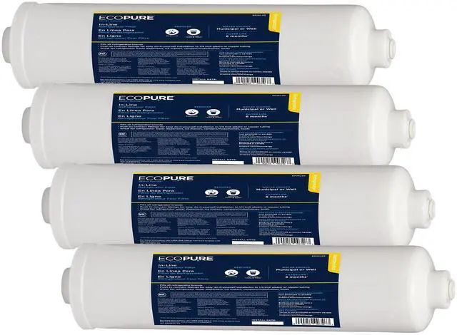 Main image of EPINL20 In-Line Refrigerator Water and Icemaker Filter - Universal, Fits All Major Brand Refrigerators - High Capacity - Built to Last,White, 1 Count (Pack of 4)