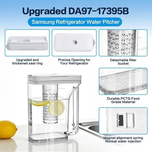 Alt view image 5 of 7 - Upgraded DA97-17395B Water Pitcher Reservoir,Compatible with Samsung Refrigerators RF28R7351SG RF28R7351SR RF28R6221SRFood-Grade Durable Material, No-Leak Designsamsung refrigerator water pitcher