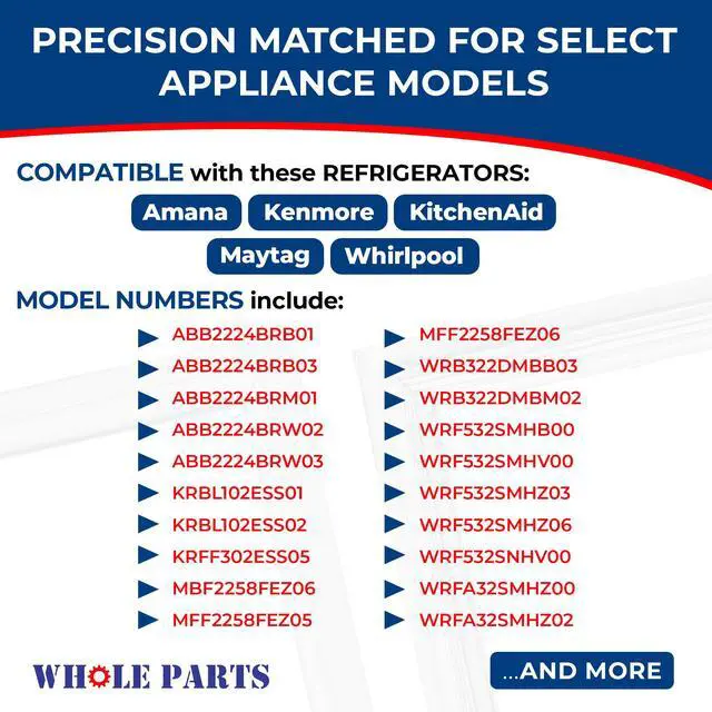 Alt view image 4 of 7 - Upgraded Refrigerator Freezer Door Gasket (Magnetic Strip Inside, Gray) Part# W10443316 - Replacement & Compatible with Some Amana, Kitchen Aid, Kenmore, Maytag and Whirlpool Refrigerators