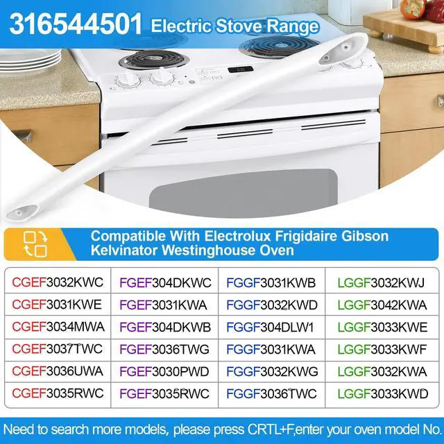 Alt view image 4 of 7 - 316544501 Oven Stove Handle for Frigidaire Oven Door Handle Replacement | White Electrolux Frigidaire Electric Stove Oven Handle 316544501 AP4433289 PS2364116 Kenmore Oven Door Handle With Screws
