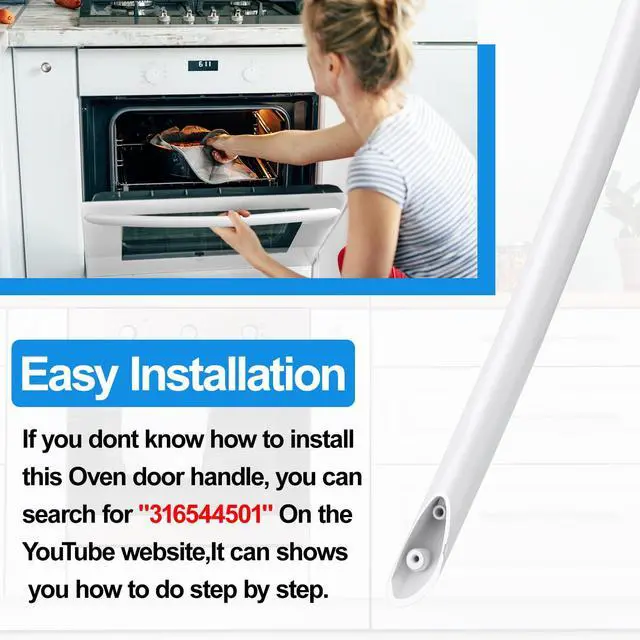 Alt view image 7 of 7 - 316544501 Oven Stove Handle for Frigidaire Oven Door Handle Replacement | White Electrolux Frigidaire Electric Stove Oven Handle 316544501 AP4433289 PS2364116 Kenmore Oven Door Handle With Screws