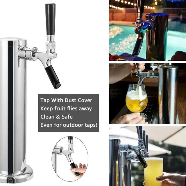 Alt view image 6 of 7 - Single Beer Tap Beer Tower, All Stainless Steel Tower & Faucet | Beer Tower dispenser Kegerator Parts Kit with Preassembled Line, 3" Kegerator Tower Column, Keg Tap Tower for Brew
