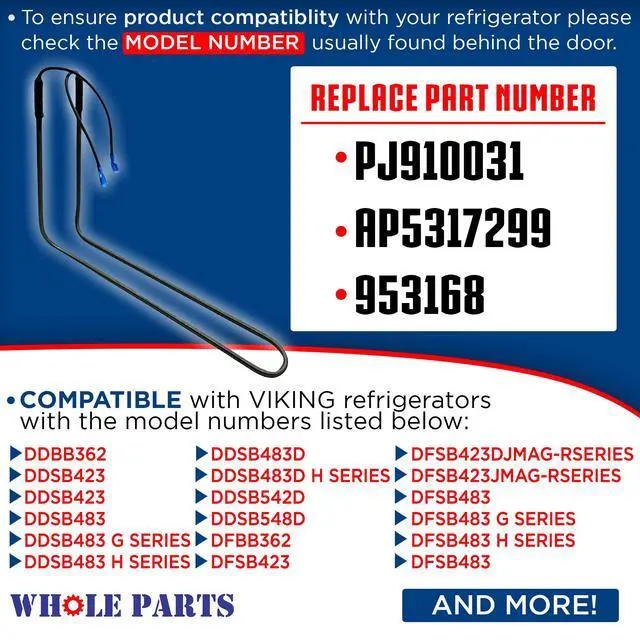 Alt view image 2 of 7 - Upgraded PJ910031 Refrigerator Evaporator Heater - Replacement and Compatible with Some Viking Refrigerators