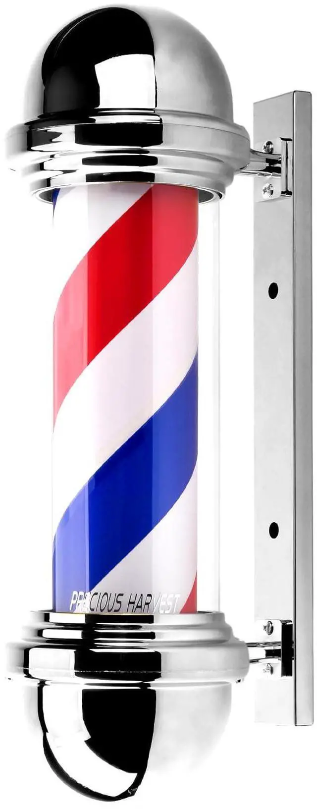 Main image of 20 Inch Barber Pole,Red Blue and White Barbershop Rotating Light Fixture,Classic Signs for Hair Salon,LED Light Source (Silver)
