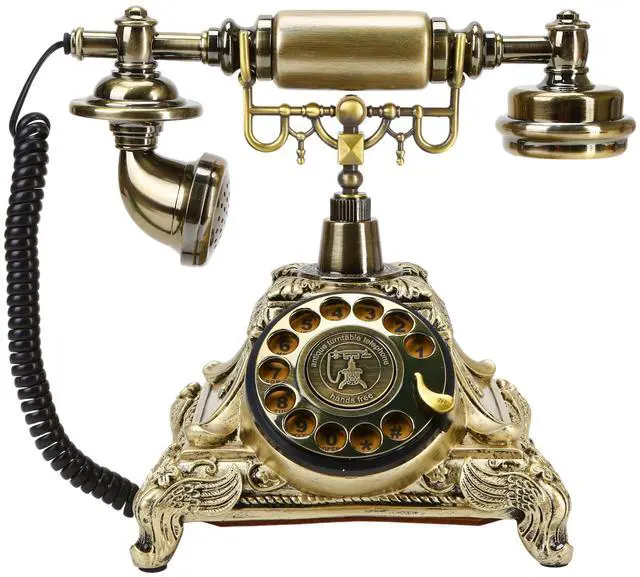 Main image of Retro Rotary Phone Vintage, Corded Telephone Old Fashion Antique 1960s Style Landline Decor Phone for Home House Office Hotel Decoration with Functional Dial for Desk Cafe Bar Fashioned Bronze