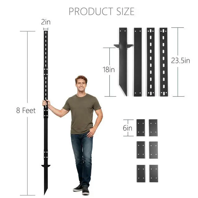 Alt view image 2 of 7 - 8 Ft Heavy Duty Yard Sign Stakes - 96-InchTall Metal Lawn Sign Posts, 6.6 lb Each with Black Powder Coating - for Outdoor Events, Parking, Garage, Bar, Lawn Signs (Black2)