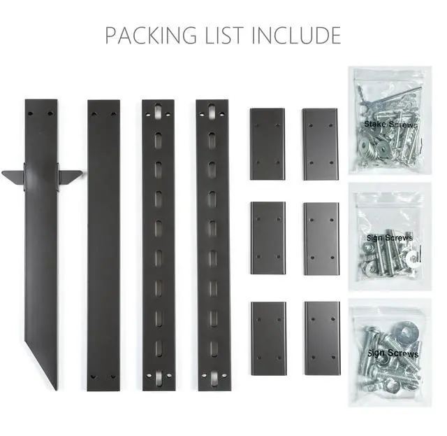 Alt view image 6 of 7 - 8 Ft Heavy Duty Yard Sign Stakes - 96-InchTall Metal Lawn Sign Posts, 6.6 lb Each with Black Powder Coating - for Outdoor Events, Parking, Garage, Bar, Lawn Signs (Black2)