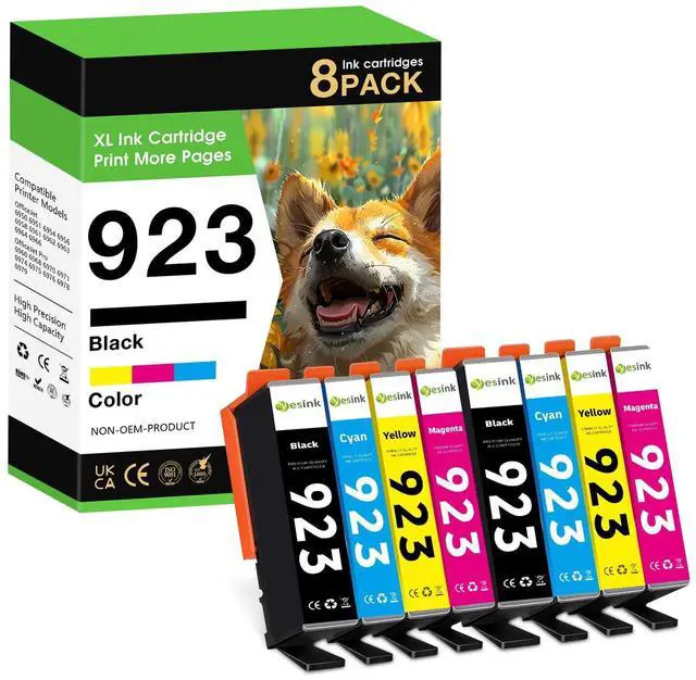 Main image of 923 Ink Cartridges Replacement for HP 923 Ink Cartridges 923 Ink Cartridges for HP Printers HP 923 Ink Cartridges Combo Pack Works OfficeJet 8120 Series Pro 8130 Series (Black and Tricolor, 8-Pack)