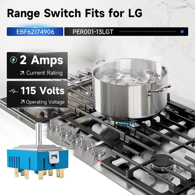 Alt view image 5 of 7 - EBF62174906 Range Surface Burner Control Switch Replacement Compatible with LG Electric Range Infinite Switch AP5598873 PS3646805 Stable Heat Control