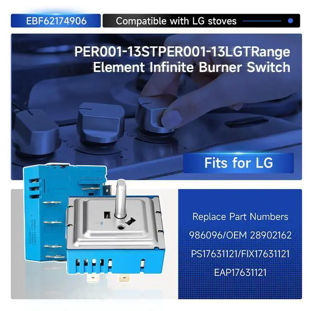 Alt view image 7 of 7 - EBF62174906 Range Surface Burner Control Switch Replacement Compatible with LG Electric Range Infinite Switch AP5598873 PS3646805 Stable Heat Control