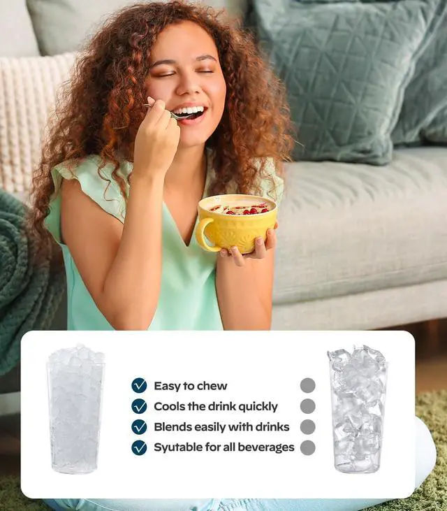 Alt view image 7 of 7 - Countertop Nugget Ice Maker with Self-Cleaning & Removable Lid, 33lbs/24H Chewable Pellet Ice Machine for Home/Kitchen/Office, Stainless Steel