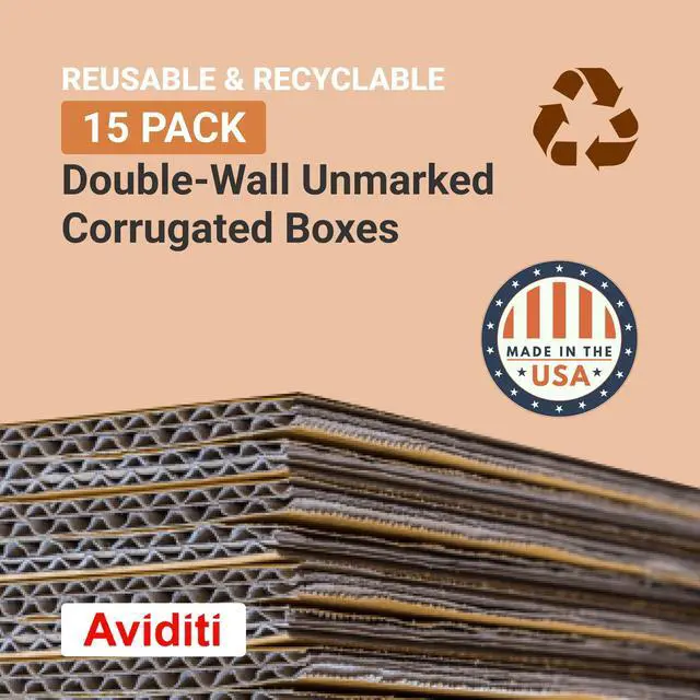 Alt view image 3 of 6 - Shipping Boxes Long 18"L x 18"W x 8"H, 15-Pack | Corrugated Cardboard Box for Packing, Moving and Storage 18x18x8 18188