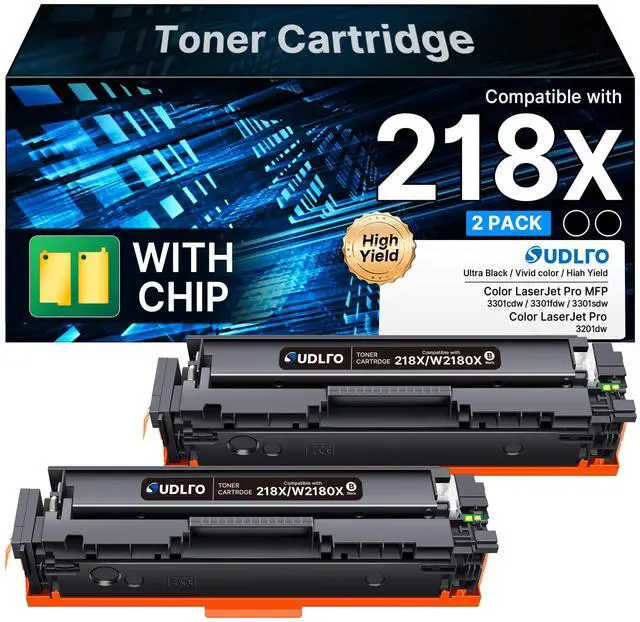 Main image of Compatible for HP 218X Toner Black for HP 3301fdw 3301cdw 3301sdw 2 Pack | Compatible for HP 218X toner cartridges for HP color laserjet pro mfp 3301sdw 3301fdw 3301cdw 3201dw 218 W2180X Black Toner