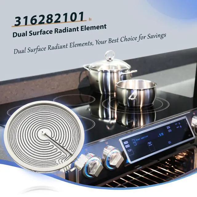 Alt view image 4 of 7 - 316282101 316282100 12in Dual Radiant Surface Element Compatible with Frigidaire Kenmore Electric Range Replaces 316282102 318198935 316216600 316464900 316464901 Range Radiant Element