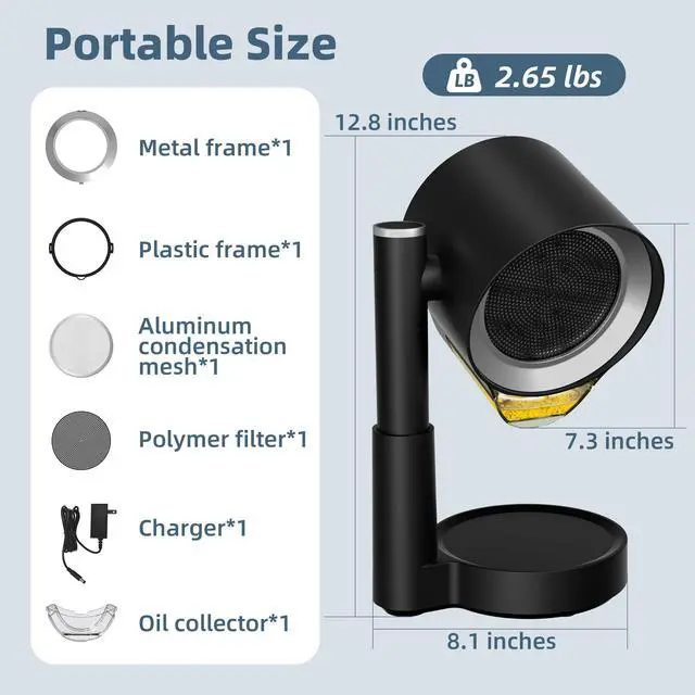 Alt view image 2 of 7 - Portable Range Hood: Kitchen Countertop Cooking Exhaust Fan Quiet Smoke Removal - 3-Speed Suction Height & Angle Adjustable Design Dual-layer Filter- Plug-in for Apartments RV BBQ Hot Pot