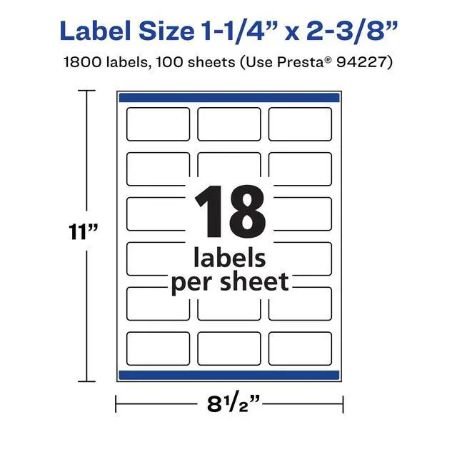 Alt view image 5 of 7 - ® Matte White Rectangle Labels, Sure Feed® Technology, 1-1/4" x 2-3/8", 1,800 Matte White Printable Labels