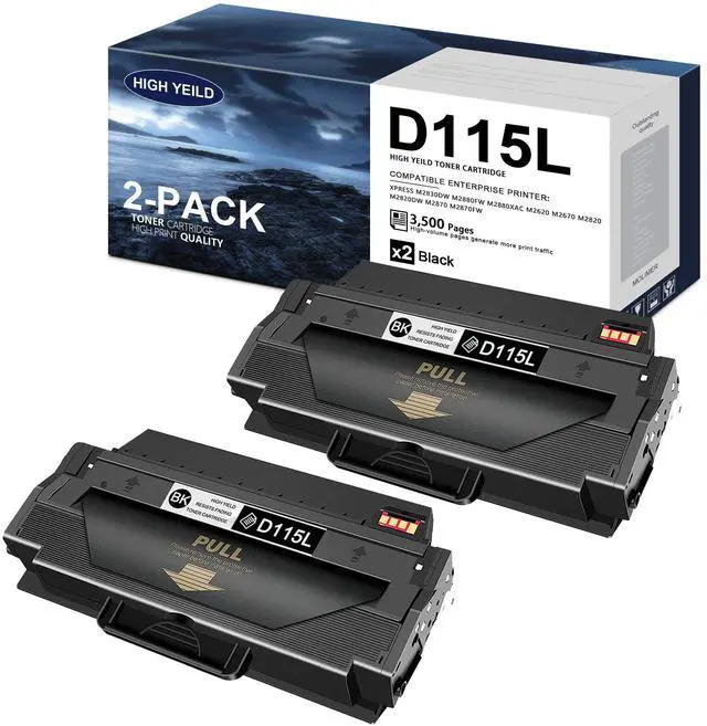 Main image of MLT-D115L Black High Yield Toner Cartridge Replacement for Samsung d115L | 115L Toner for Xpress SL-M2880FW SL-M2830DW SL-M2820DW SL-M2870 SL-M2880XAC Printer Toner (2-Pack)