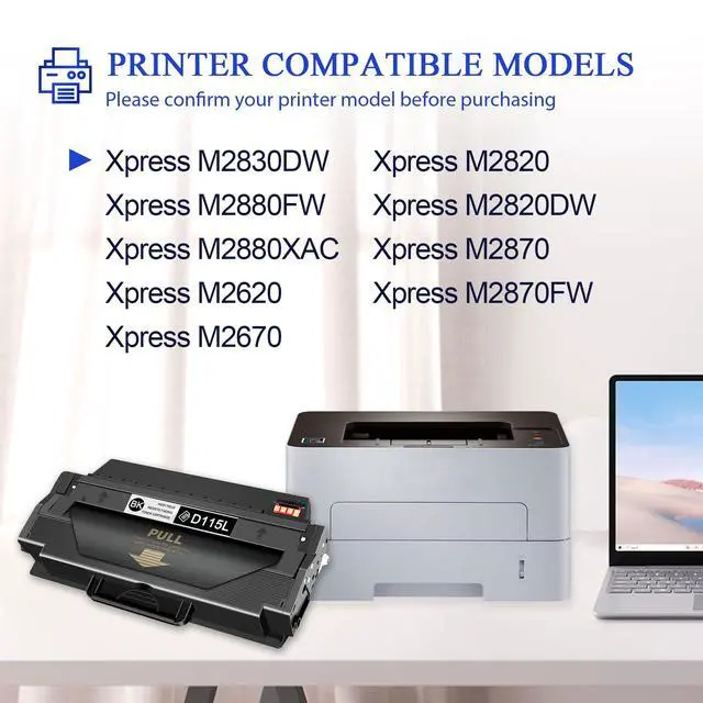 Alt view image 2 of 7 - MLT-D115L Black High Yield Toner Cartridge Replacement for Samsung d115L | 115L Toner for Xpress SL-M2880FW SL-M2830DW SL-M2820DW SL-M2870 SL-M2880XAC Printer Toner (2-Pack)
