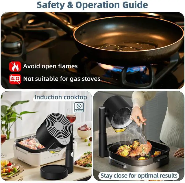 Alt view image 6 of 7 - Portable Range Hood: Kitchen Countertop Cooking Exhaust Fan Quiet Smoke Removal - 3-Speed Suction Height & Angle Adjustable Design Dual-layer Filter- Plug-in for Apartments RV BBQ Hot Pot