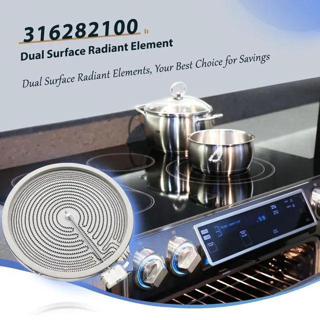 Alt view image 3 of 7 - 316282100 316282101 12" Dual Radiant Surface Element Compatible with Frigidaire Kenmore Electric Range Replaces 316282102 318198935 316216600 316464900 316464901 Haliant Surface Element