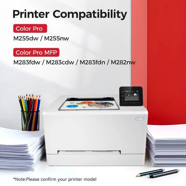Alt view image 2 of 7 - 206A Toner Cartridge Set 4-Pack Printer Replacement for HP 206A W2110A W2111A W2112A W2113A Compatible for HP Color LaserJet Pro MFP M283cdw M283fdn M283fdw M282nw M255dw M255nw Ink Black All-in-One