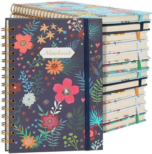 Main image of 12 Pack A5 Spiral Notebook Journal for Women, College Ruled Composition Notebooks Hardcover Spiral Journal, Cute Blooming Floral, Office School Business Supplies, 8.3" x 5.5", 160 Page