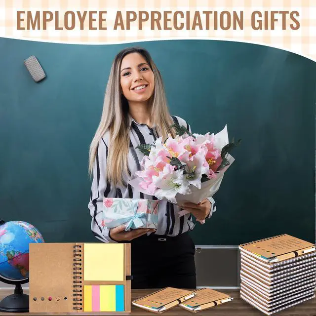 Alt view image 6 of 7 - 40 Sets Employee Appreciation Gifts Bulk Inspirational Spiral Notebook Journal with Sticky Notes Bamboo Pen Back to School Gifts for Students Teacher Nurse Coworker Office Team Housekeeping Staff